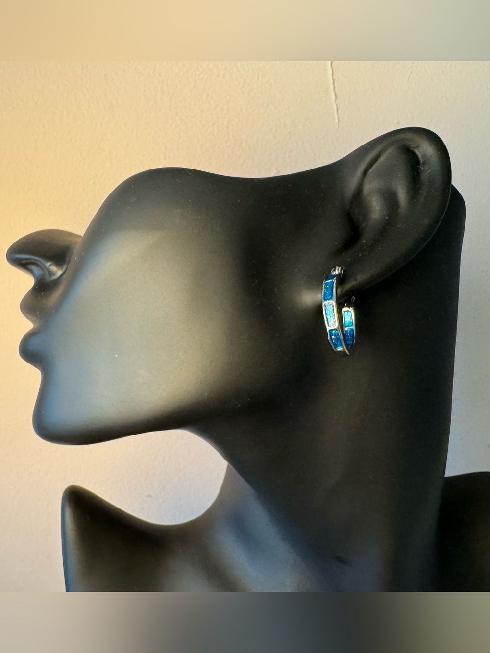 Blue 925 Hoop Earrings